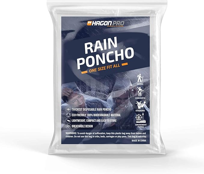 Reusable Rain Ponchos Card (Family Pack of 5)