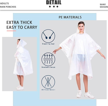 Reusable Rain Ponchos Card (Family Pack of 5)