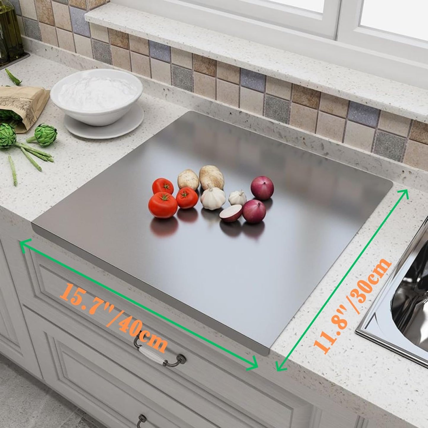 Versatile Stainless Steel Cooking Board