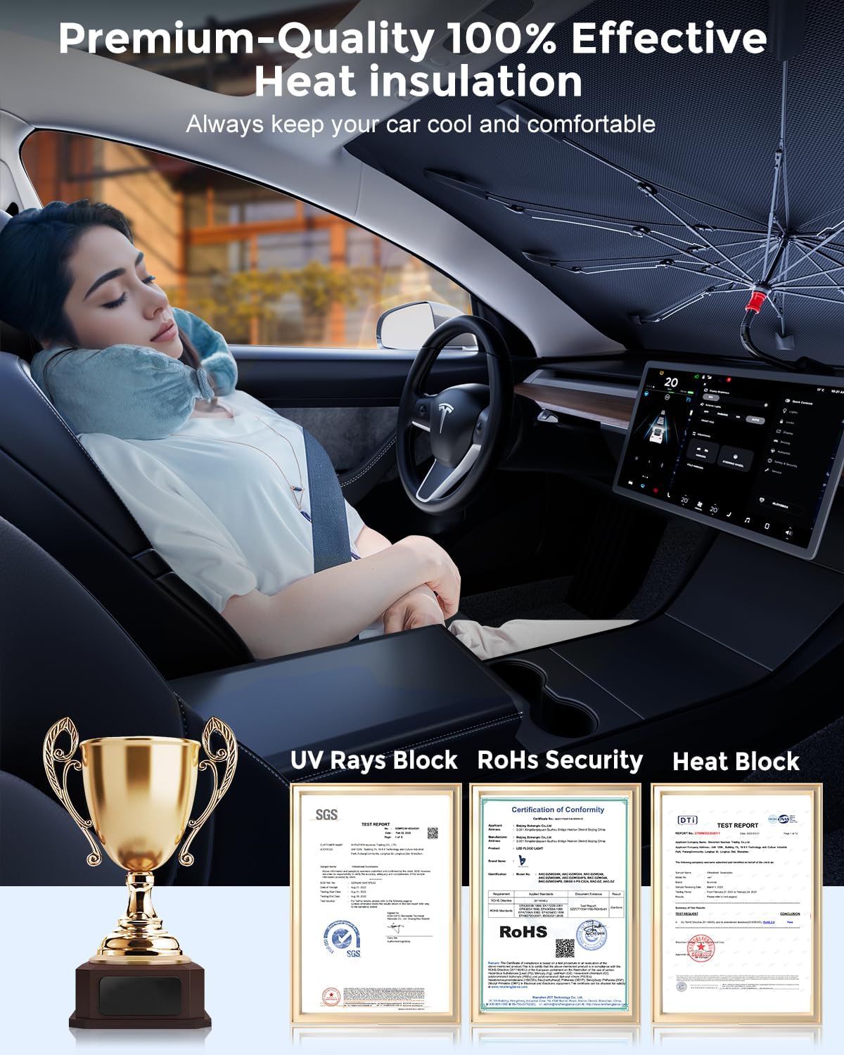 SunBlock NanoCool Car Sunshade Umbrella (Free Carry Bag)