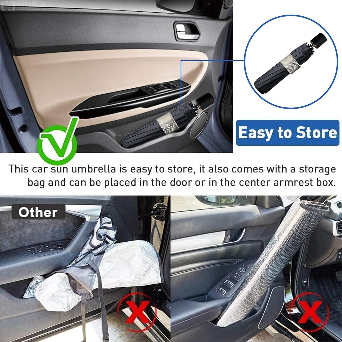 SunBlock NanoCool Car Sunshade Umbrella (Free Carry Bag)