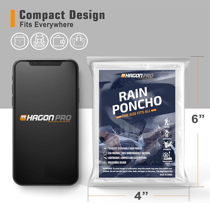 Reusable Rain Ponchos Card (Family Pack of 5)