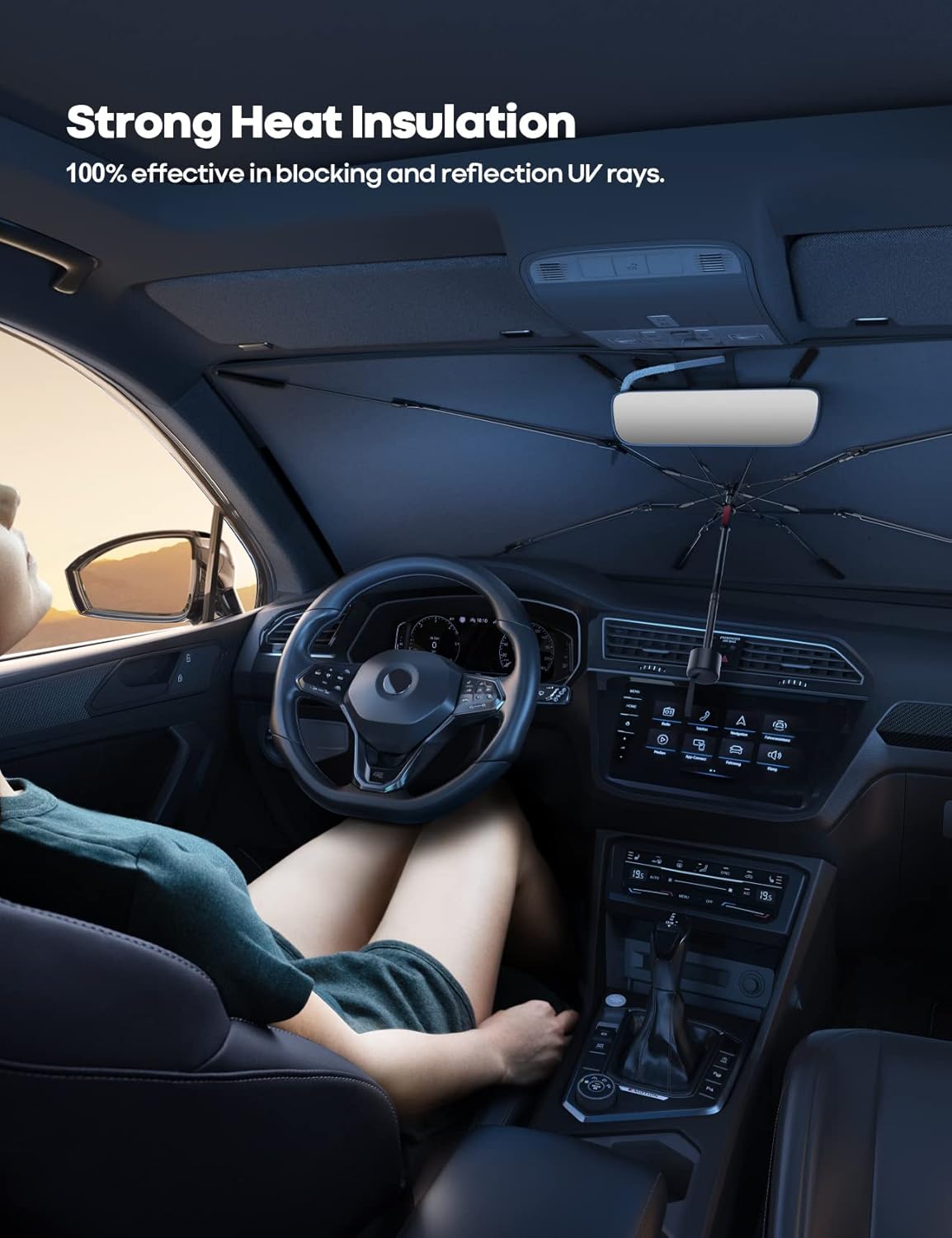 SunBlock NanoCool Car Sunshade Umbrella (Free Carry Bag)