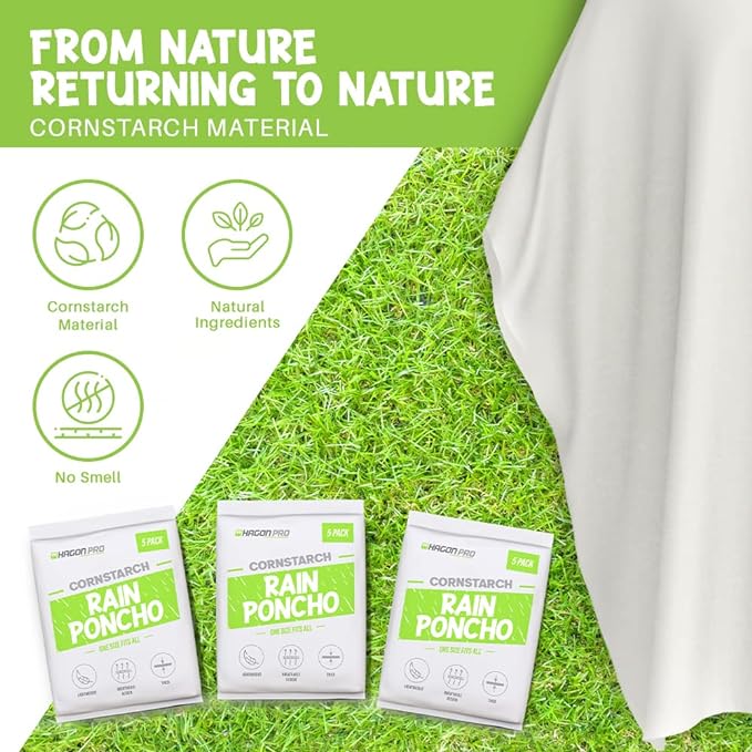 Reusable Rain Ponchos Card (Family Pack of 5)