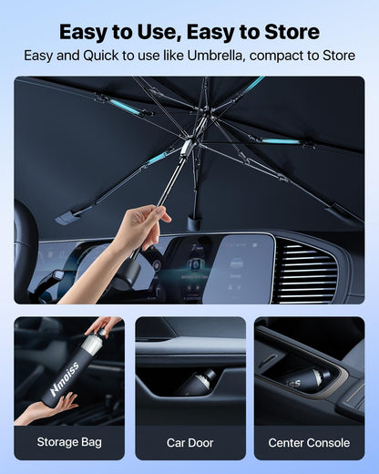 SunBlock NanoCool Car Sunshade Umbrella (Free Carry Bag)