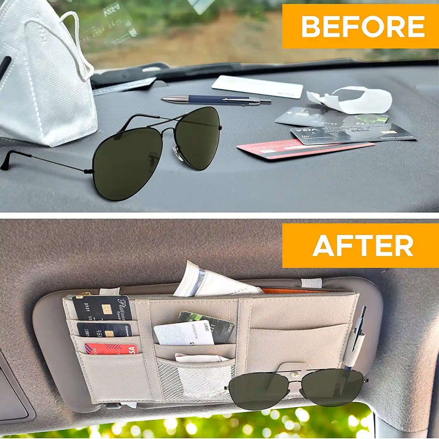Multi-Purpose Car Visor Organizer