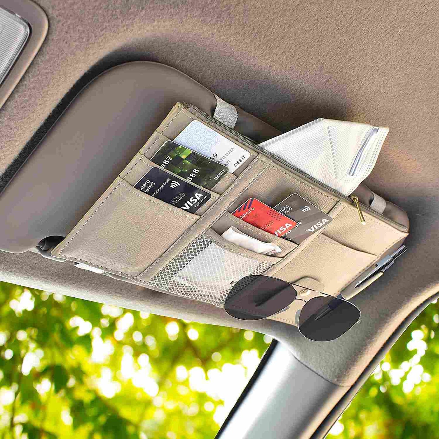 Multi-Purpose Car Visor Organizer