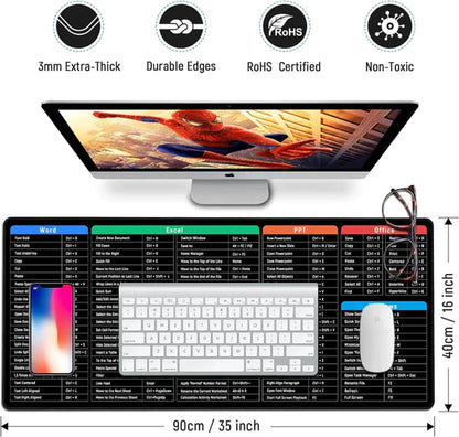 Ptronics Gaming Non-Slip Keyboard Mat (With Shortcut Formulas)