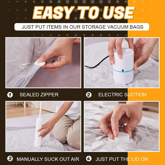Space Saver Reusable Vacuum Storage Bags (With Free Vacuum Pump)