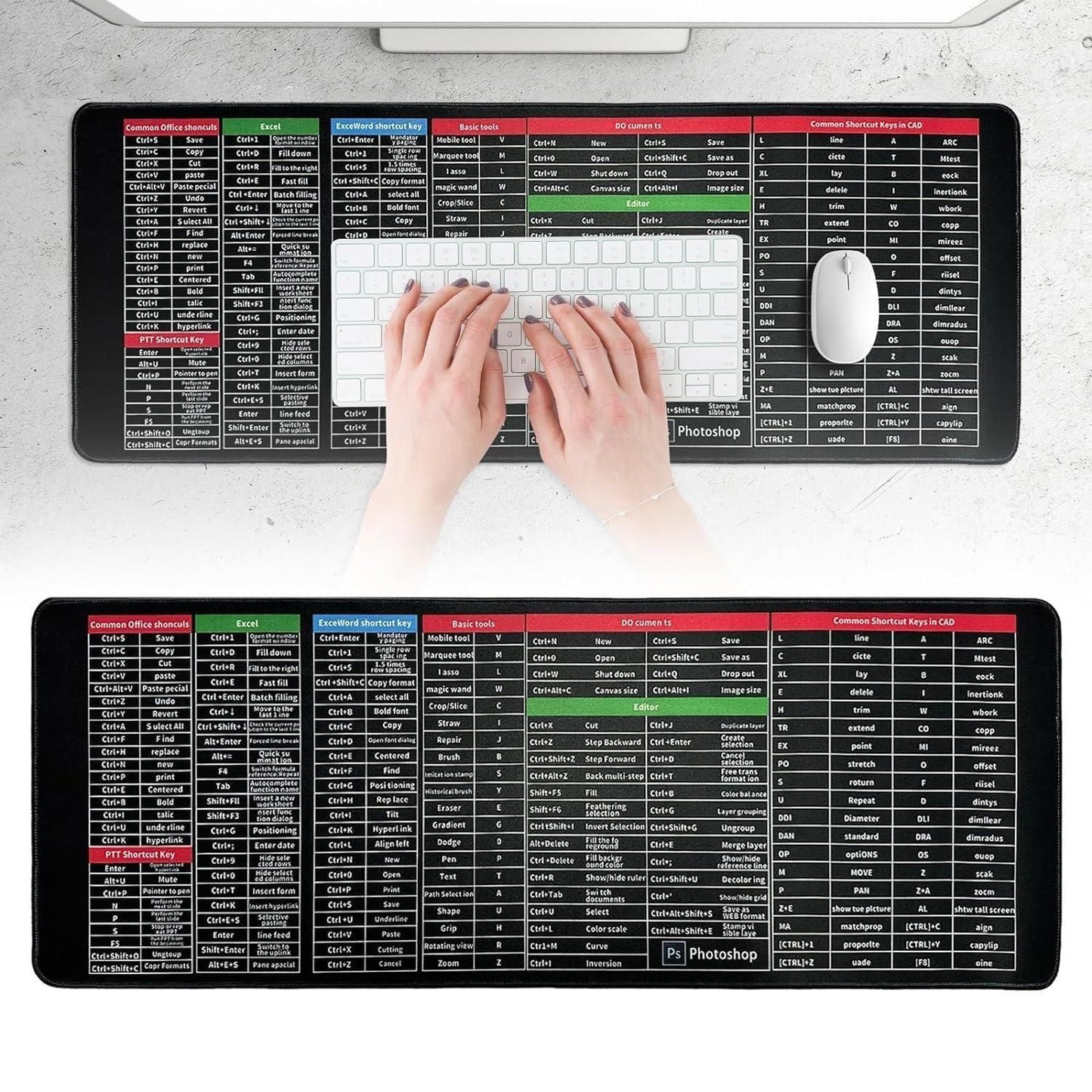 Ptronics Gaming Non-Slip Keyboard Mat (With Shortcut Formulas)